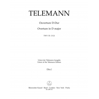 Ouverture für zwei Cornes de chasse, zwei Oboen (Fagotte), Streicher und Basso continuo D-Dur TWV 55:D21