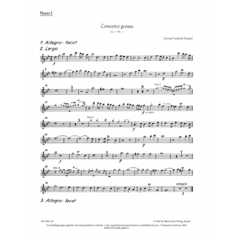 Concerto grosso in B-flat major op. 3/1 HWV 312