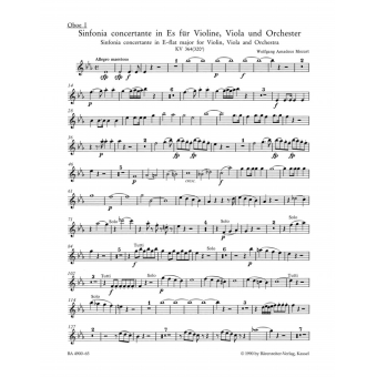 Sinfonia concertante for Violin, Viola and Orchestra in E-flat major K. 364 (320d)