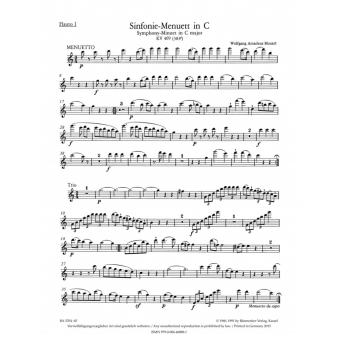 Symphony Minuett in C major K. 409