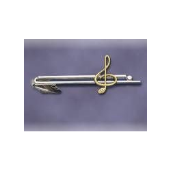         Krawattenhalter: Violinschlüssel gold auf silbernem Halter
    