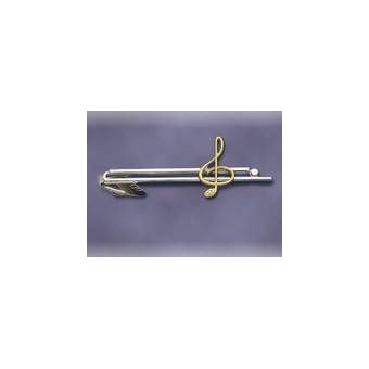Krawattenhalter: Violinschlüssel gold auf silbernem Halter