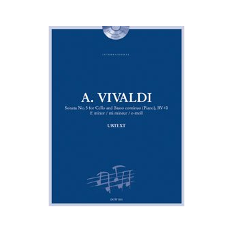 Sonate Nr. 5 für Violoncello und Basso continuo, RV 40 in e-moll (Solostimme, Klavierauszug + 1 CD)