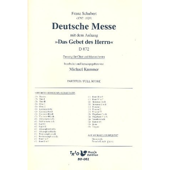 Deutsche Messe, D 872 - Partitur für Chor u. Blasorch.