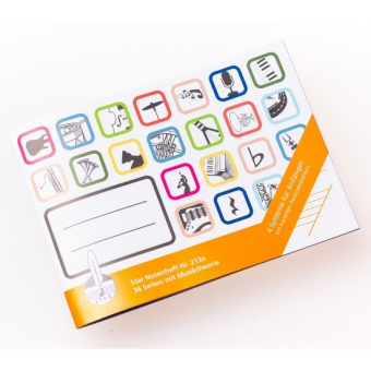 Notenheft -DIN A5 quer 4 Sys. m. Zw.-Bl