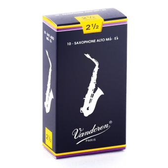 Blätter - Vandoren Classic - Alt-Saxophon (blaue Packung) - Stärke 2.5 - 10 Stück