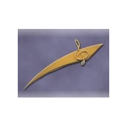         Brosche Violinschlüssel vergoldet mit Stein
    