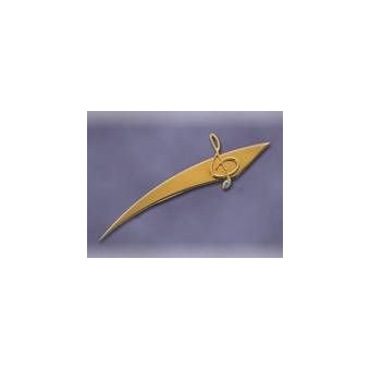 Brosche Violinschlüssel vergoldet mit Stein