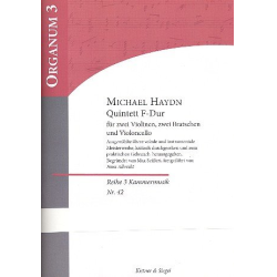         Quintett F-Dur für 2 Violinen, 2 Violen und Violoncello - Partitur und Stimmen - Johann Michael Haydn / Arr. Hans Albrecht
    