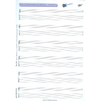 Notenblock Noten und Tabulatur  Din A4 hoch