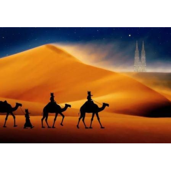 Postkarte mit Umschlag Die Reise der Heiligen drei Könige