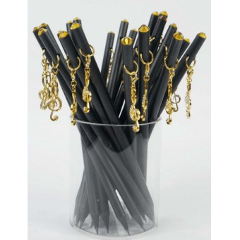 Bleistift mit Anhänger Violinschlüssel golden/Kristall
