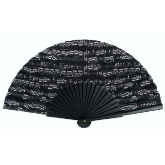 Fächer Notenzeilen schwarz Holz 23 cm