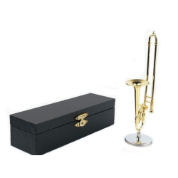         Posaune mit Ständer und Geschenkbox 13,5cm vergoldet
    