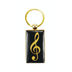         Schlüsselanhänger Violinschlüssel schwarz/golden 8,5 x 3 cm
    