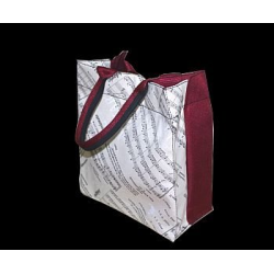         Stoff-Nylon-Tasche Opera weiß/bordeaux 28x25x12,5 cm
    